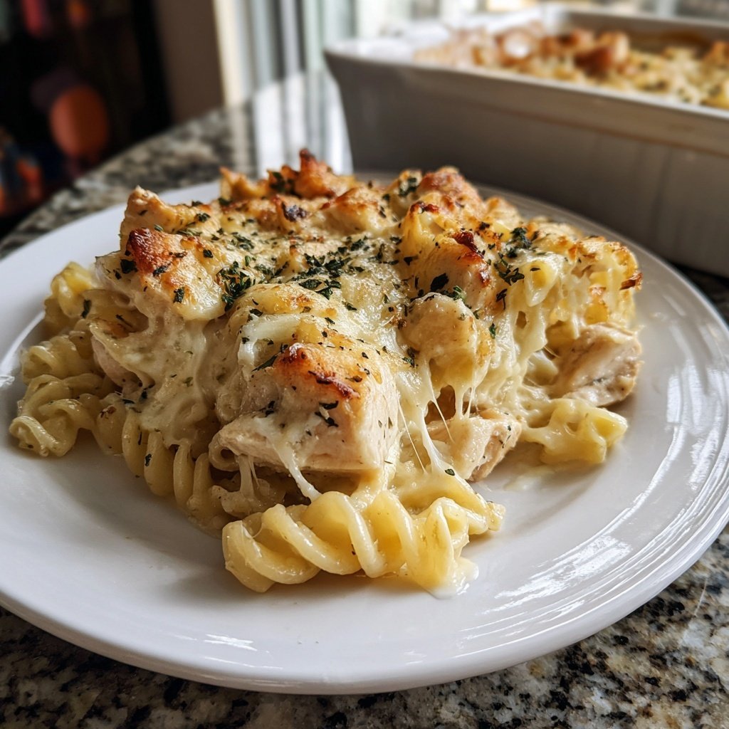 Chicken Alfredo Noodle Bake