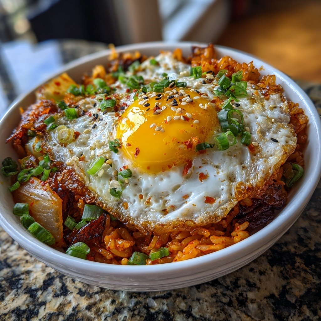 Kimchi Fried Rice with Crispy Egg