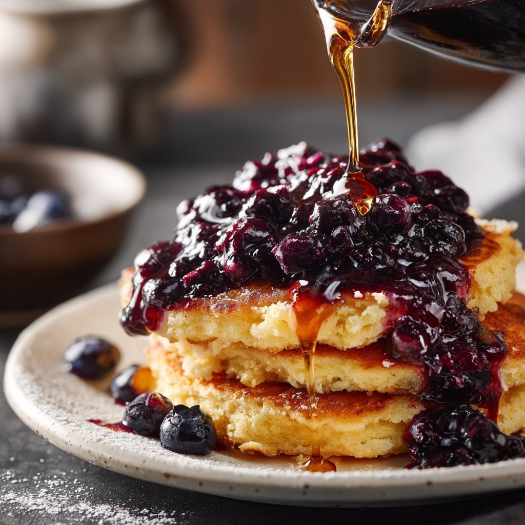 Protein Pancakes with Blueberry Compote