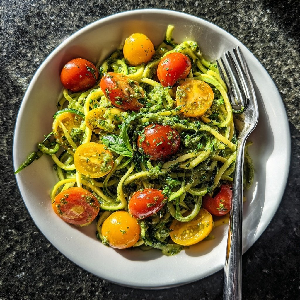 Zucchini Noodle Salad with Pesto