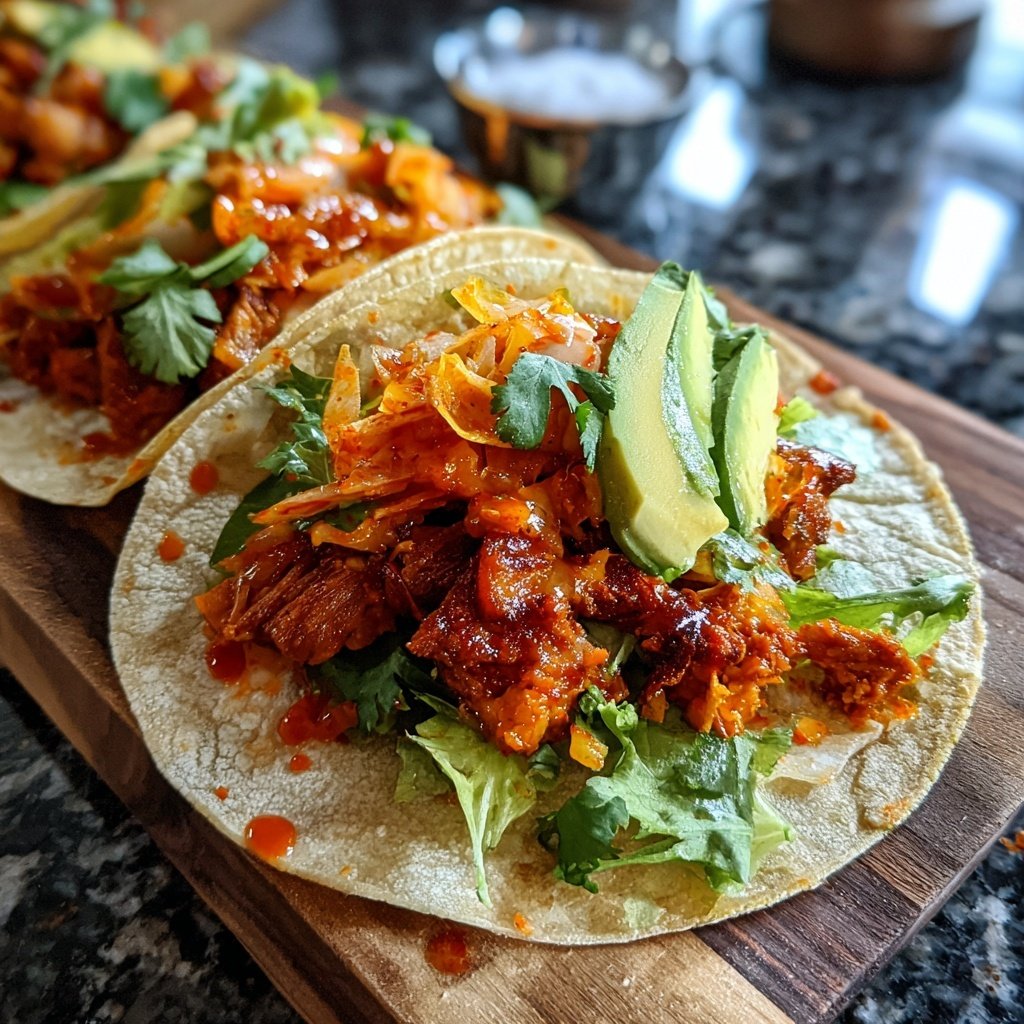 Korean Gochujang Tacos with Crispy Pork