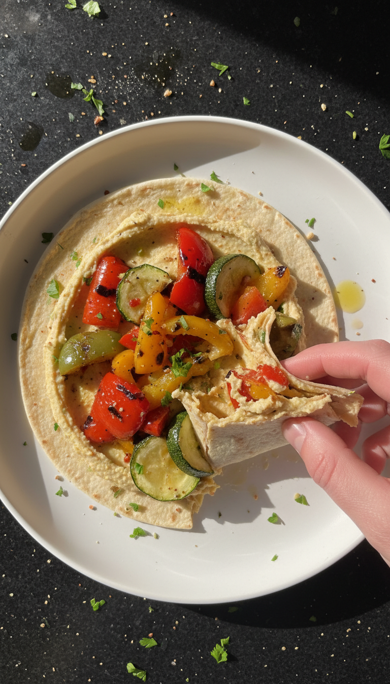 Grilled Vegetable Hummus Wrap