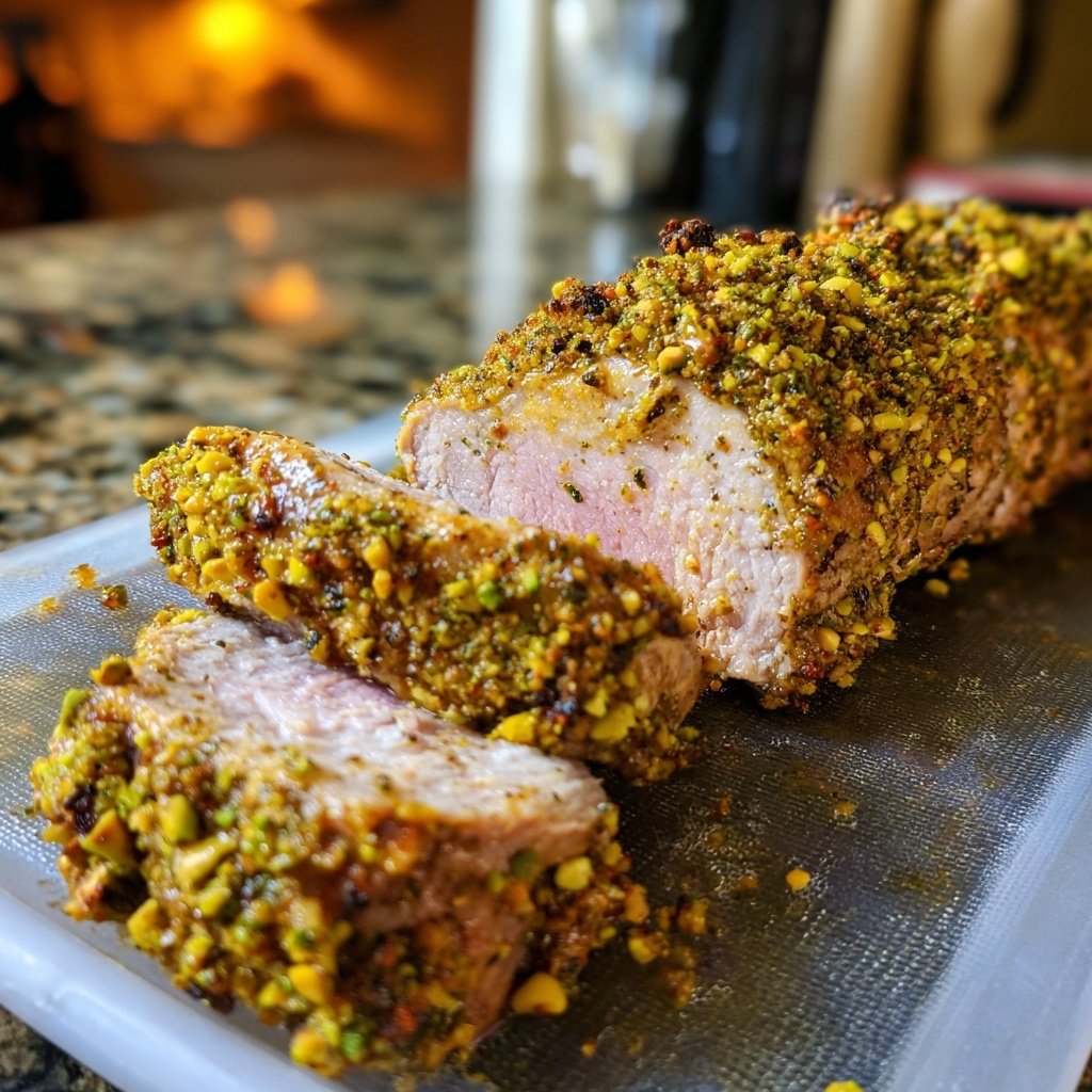 Pistachio Crusted Pork Tenderloin with White