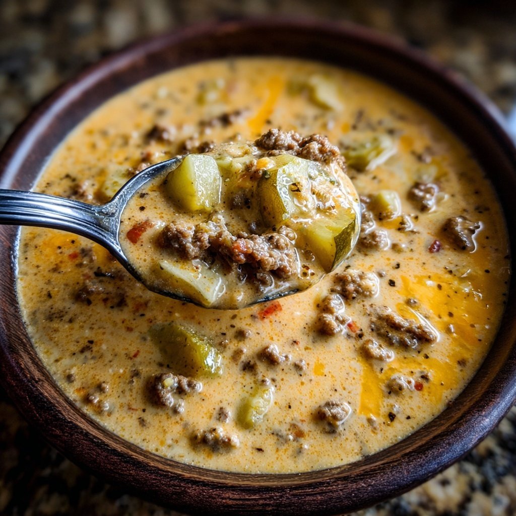 Slow Cooker Cheeseburger Soup Comfort Bowl