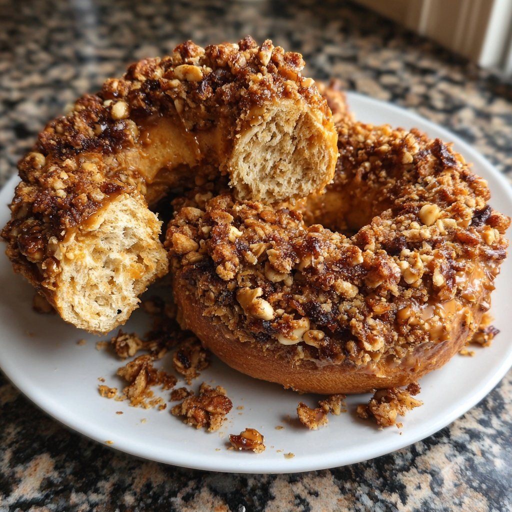 Protein Bagels with Caramel Streusel Topping