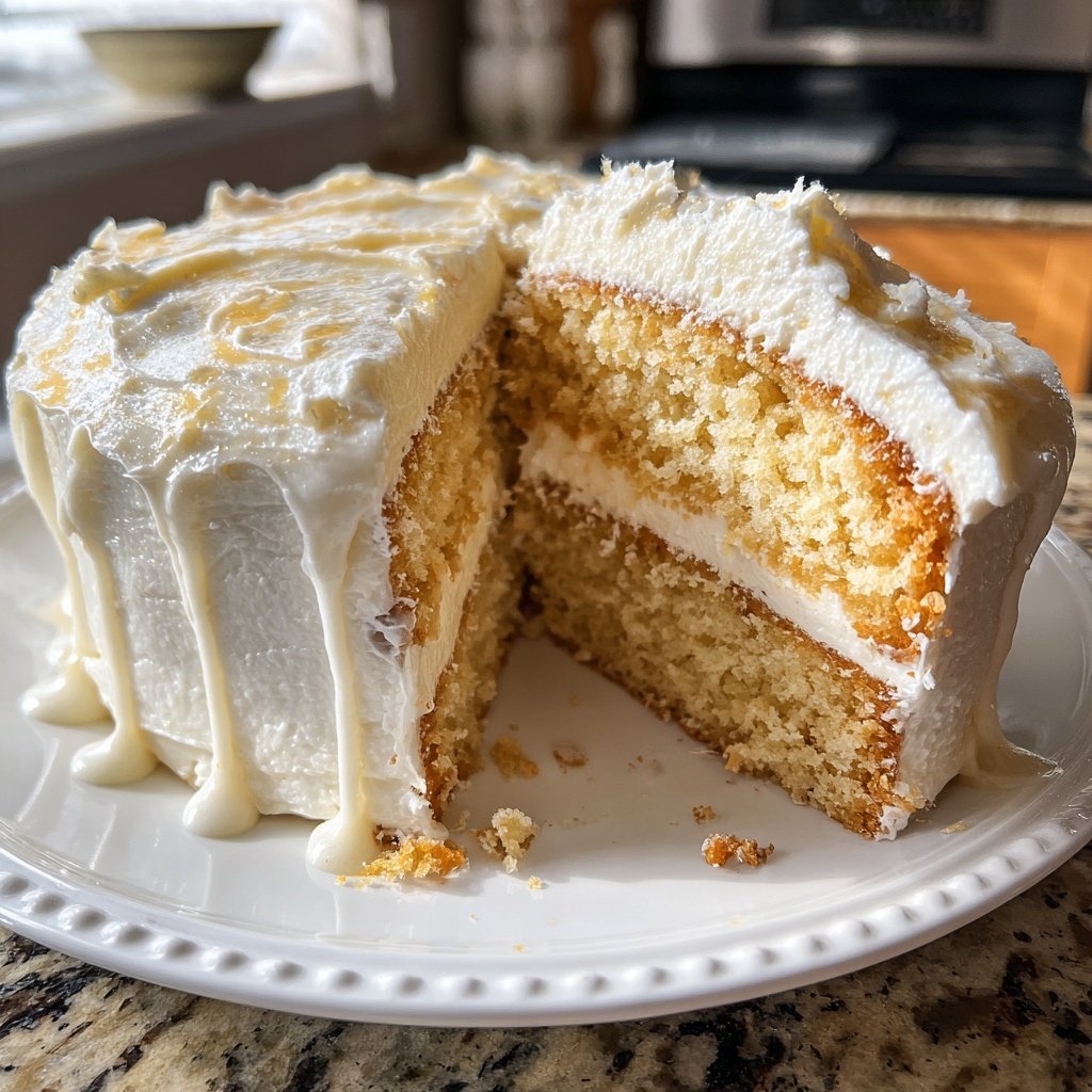 Vanilla Almond Layer Cake with Whipped Frosting