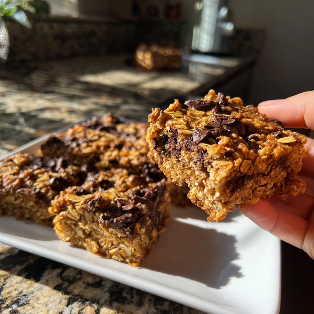 Baked Oatmeal Breakfast Squares with Chocolate Chips​