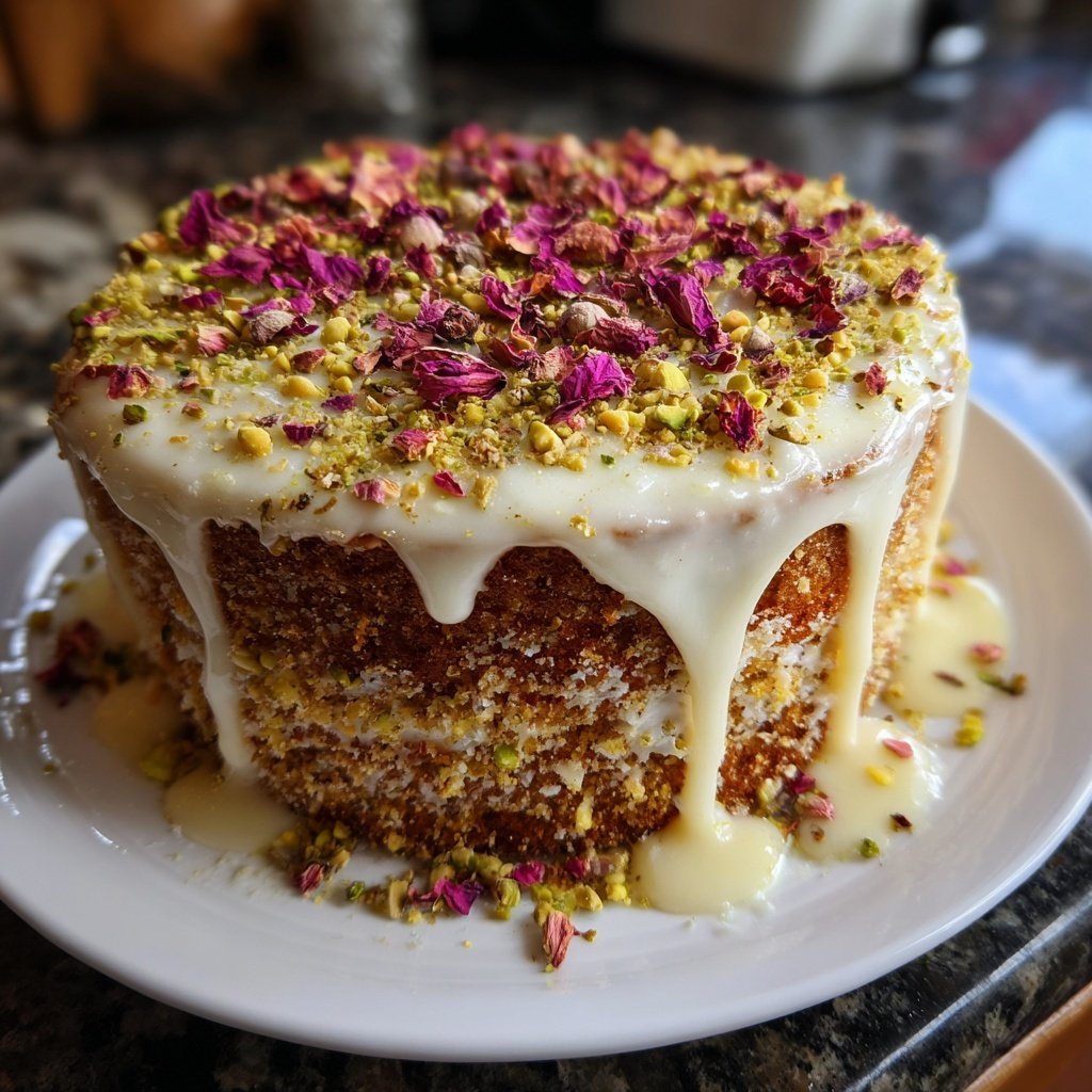 Capricorn Pistachio Rose Cake