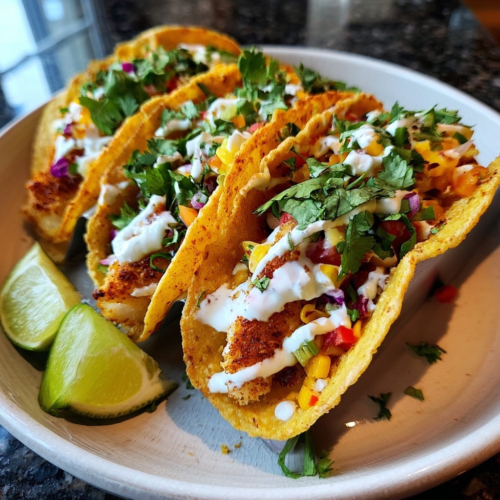 Fish Tacos with Lime Crema