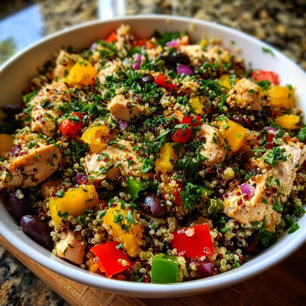 Greek Chicken Red Quinoa Salad