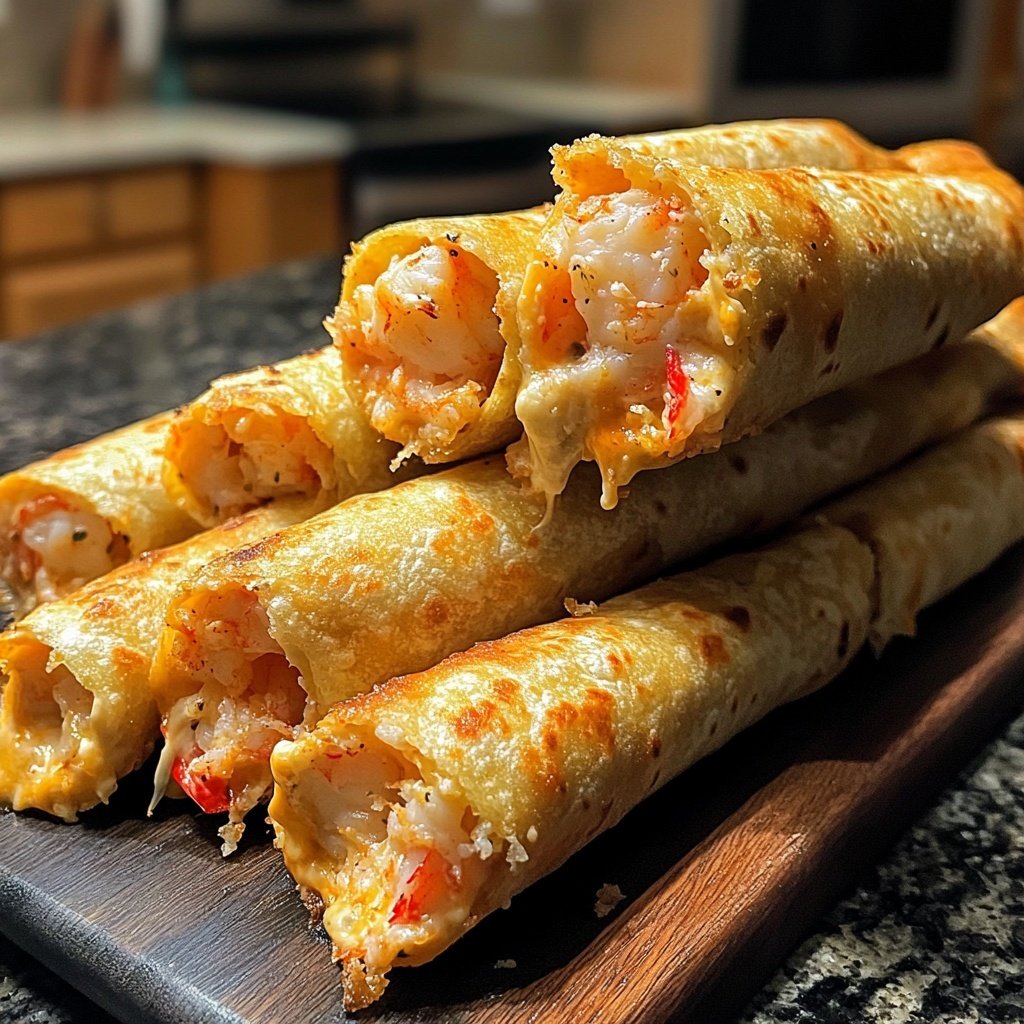 Crispy Crab And Shrimp Queso Taquitos